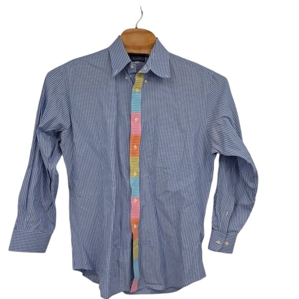 J. McLaughlin Flip Cup Classic Fit Button Front Shirt Stripe Multicolor Men L - Picture 1 of 6